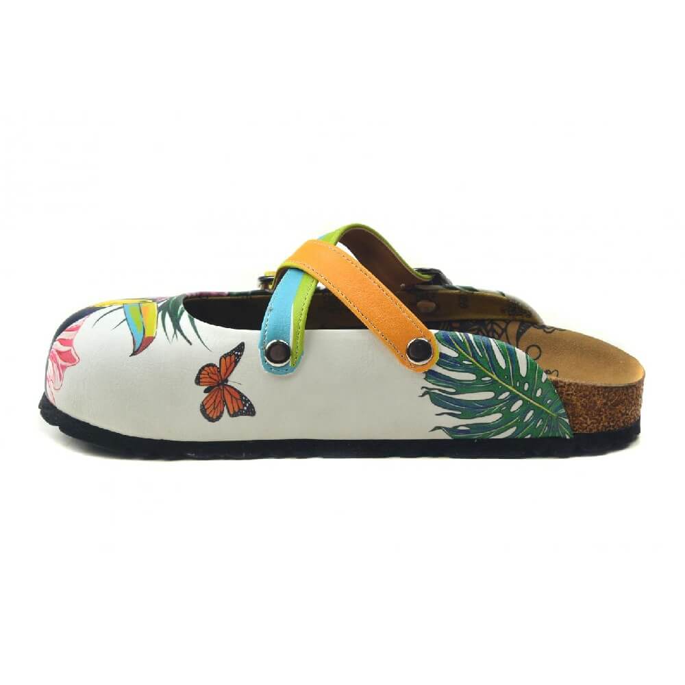 Pink & Blue Tropical Toucan Clogs - WCAL3239