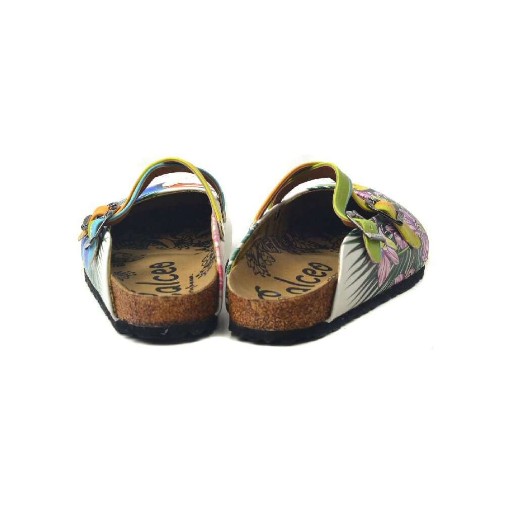 Pink & Blue Tropical Toucan Clogs - WCAL3239