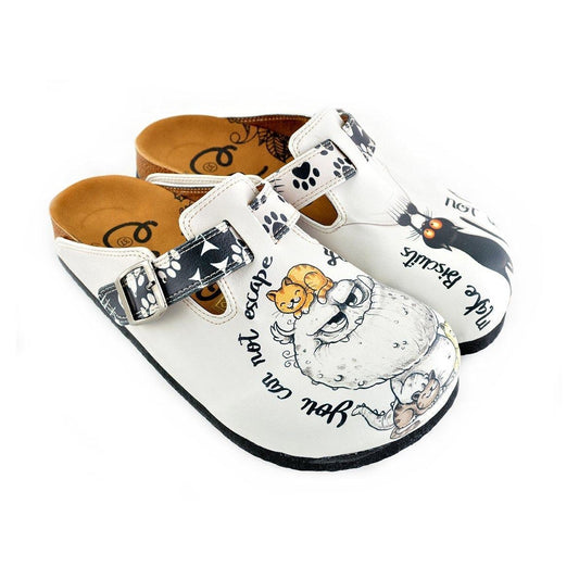 White Paw Print Clogs WCAL342