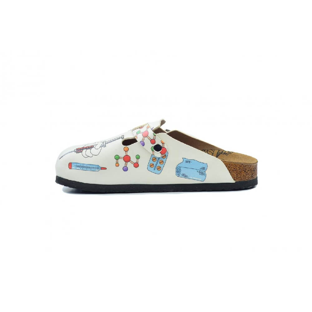 White & Red Heart Doctor Clogs - WCAL3443