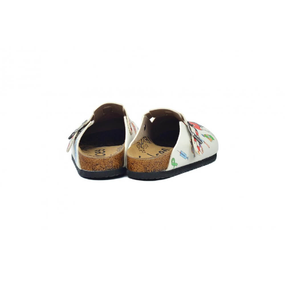 White & Red Heart Doctor Clogs - WCAL3443