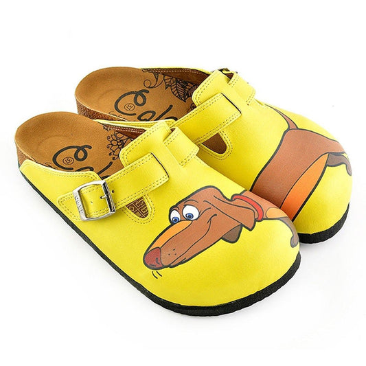 Yellow Dachshund Clogs WCAL346