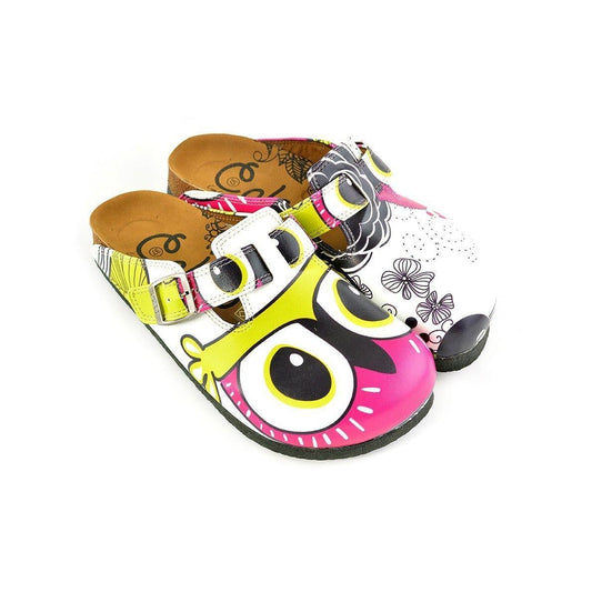 Pink & White Eyes Clogs WCAL351