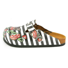 Black & White Stripe Butterfly Clogs WCAL363, Goby, CALCEO Clogs 