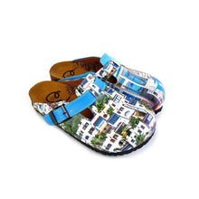 Blue and White Colored, Home Patterned Clogs - WCAL367, Goby, CALCEO Clogs 