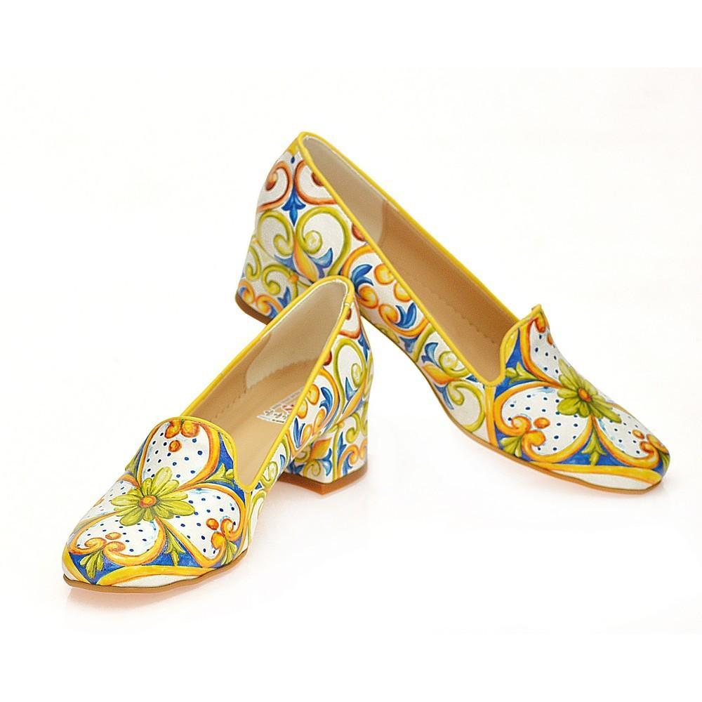 Pattern Flower Career Heel Shoes WDB106