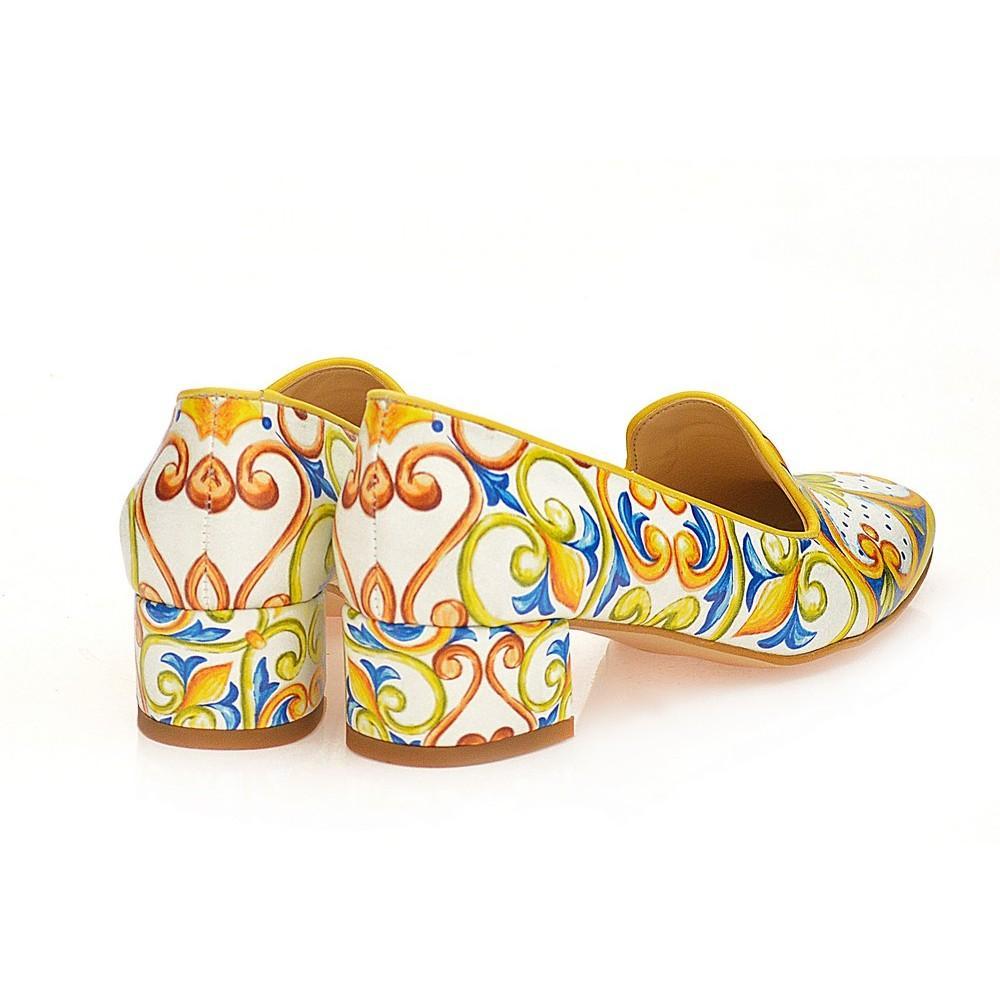 Pattern Flower Career Heel Shoes WDB106