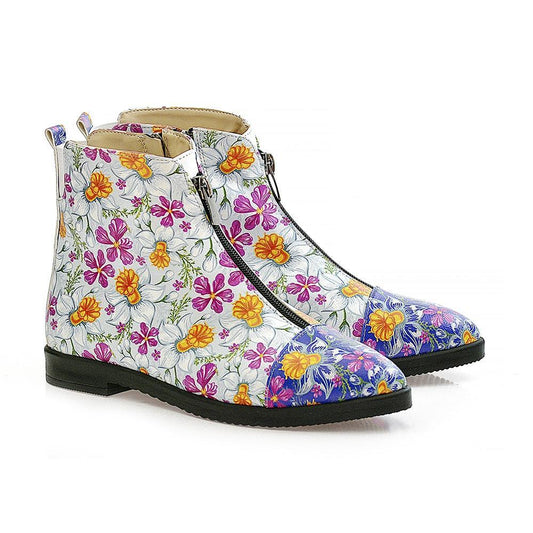 Flowers and Butterfly Short Boots WFER114