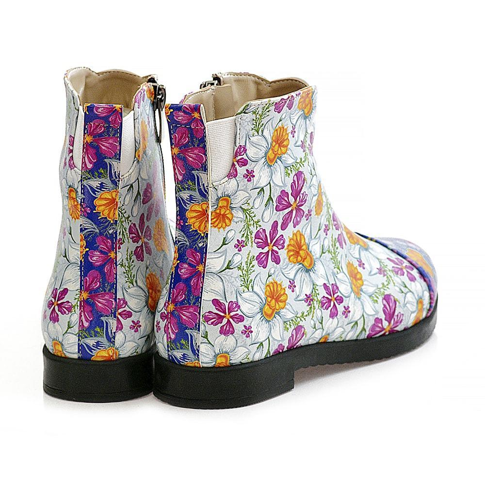 Flowers and Butterfly Short Boots WFER114