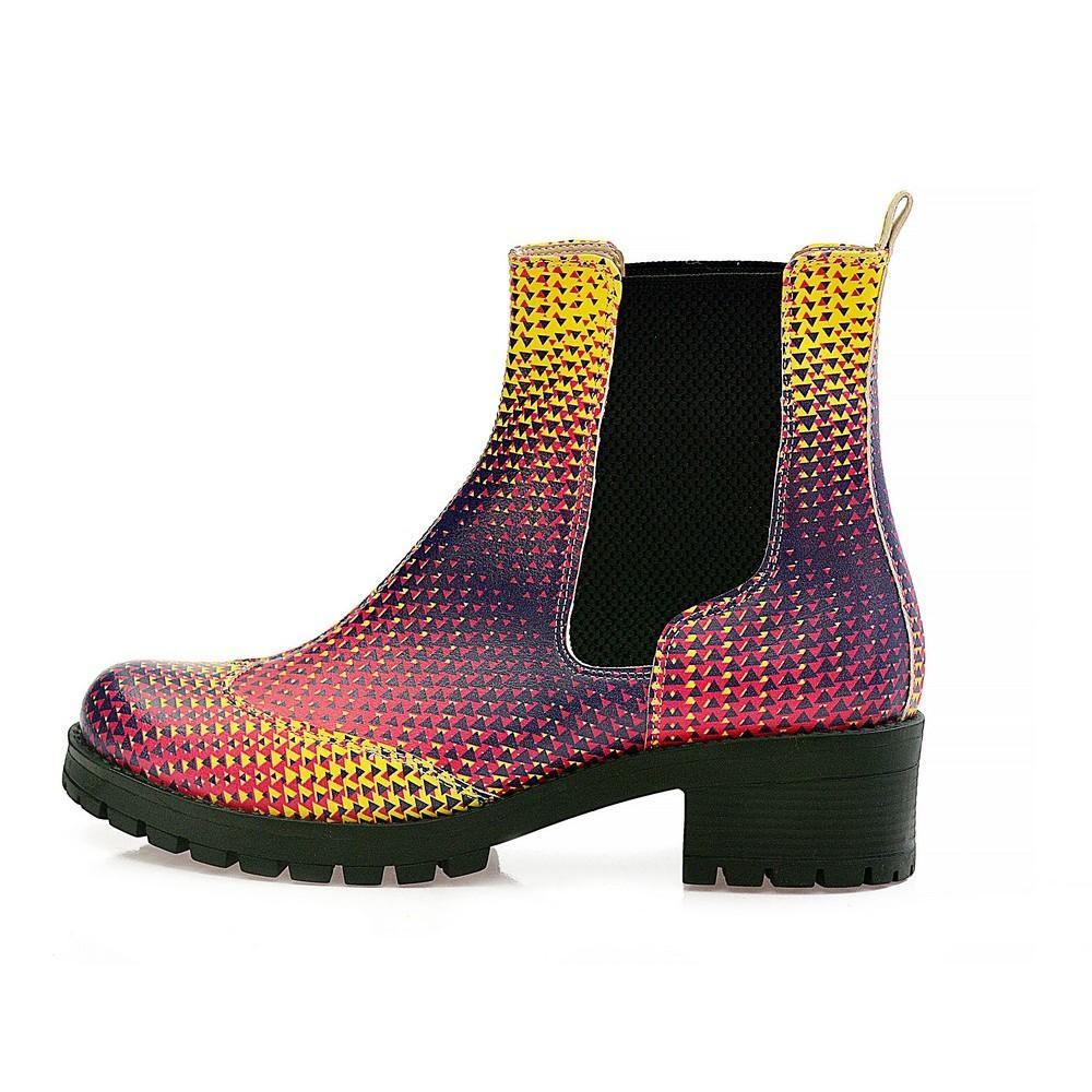 Colored Triangles Short Boots WLAS111