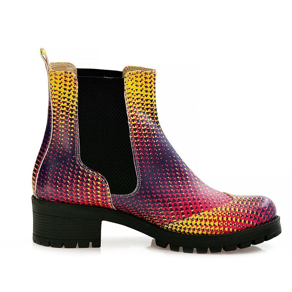 Colored Triangles Short Boots WLAS111