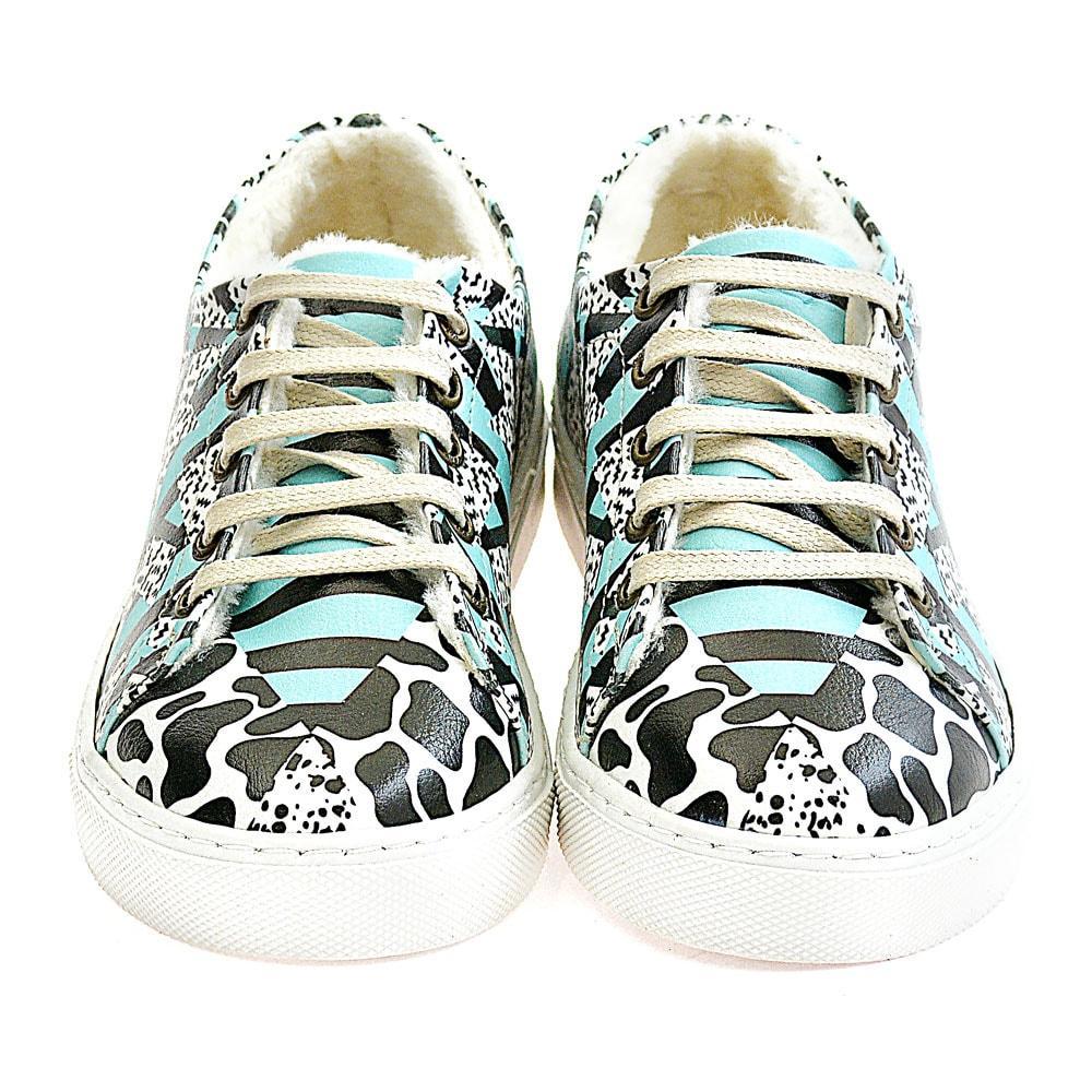 Black and Blue Pattern Slip on Sneakers Shoes WSPR114