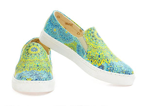 Blue and Yellow Pattern Slip on Sneakers Shoes WVN4038, Goby, GOBY Slip on Sneakers Shoes 