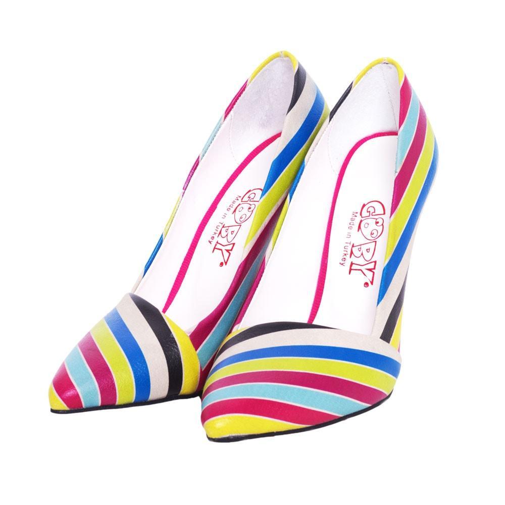 Colored Striped Heel Shoes STL4301 - Goby GOBY Heel Shoes 